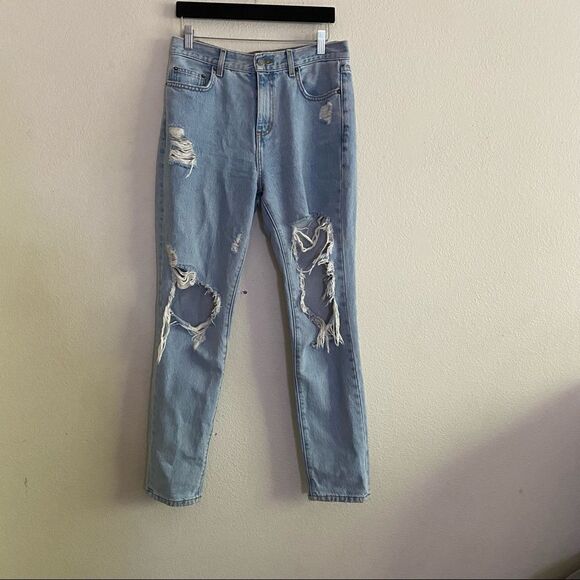 LF Carmar Blue Ripped Alexander Hannah Baggy Trendy Distressed Boyfriend Jeans - Picture 6 of 11